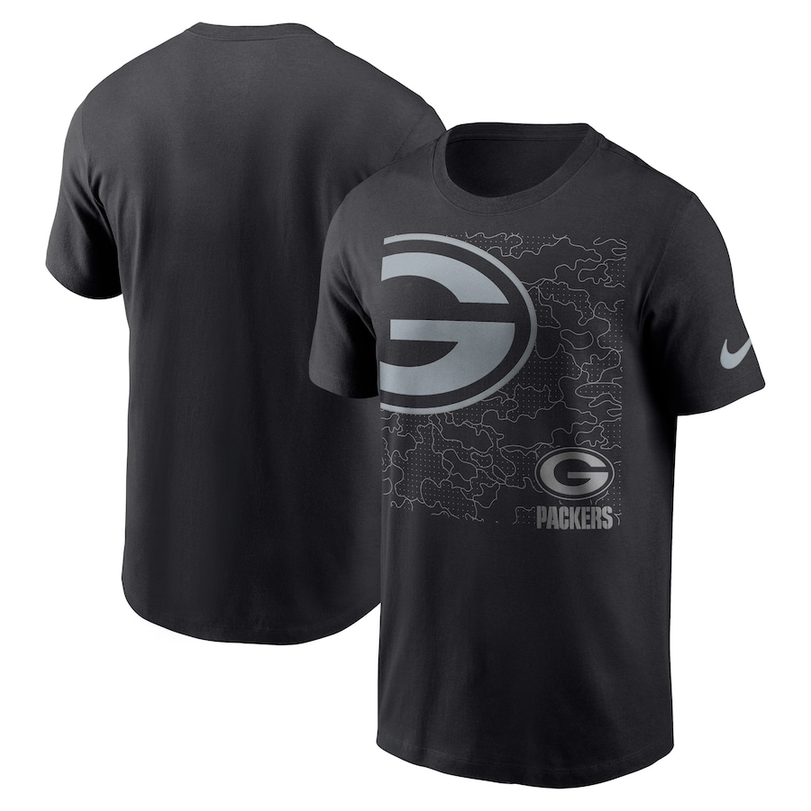 Green Bay Packers Football Black RFLCTV T-Shirt - Man Green Bay Packers Football Black RFLCTV T-Shirt - Man