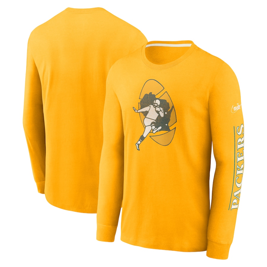 Green Bay Packers Football Gold Fashion Tri-Blend Long Sleeve T-Shirt - Man Green Bay Packers Football Gold Fashion Tri-Blend Long Sleeve T-Shirt - Man