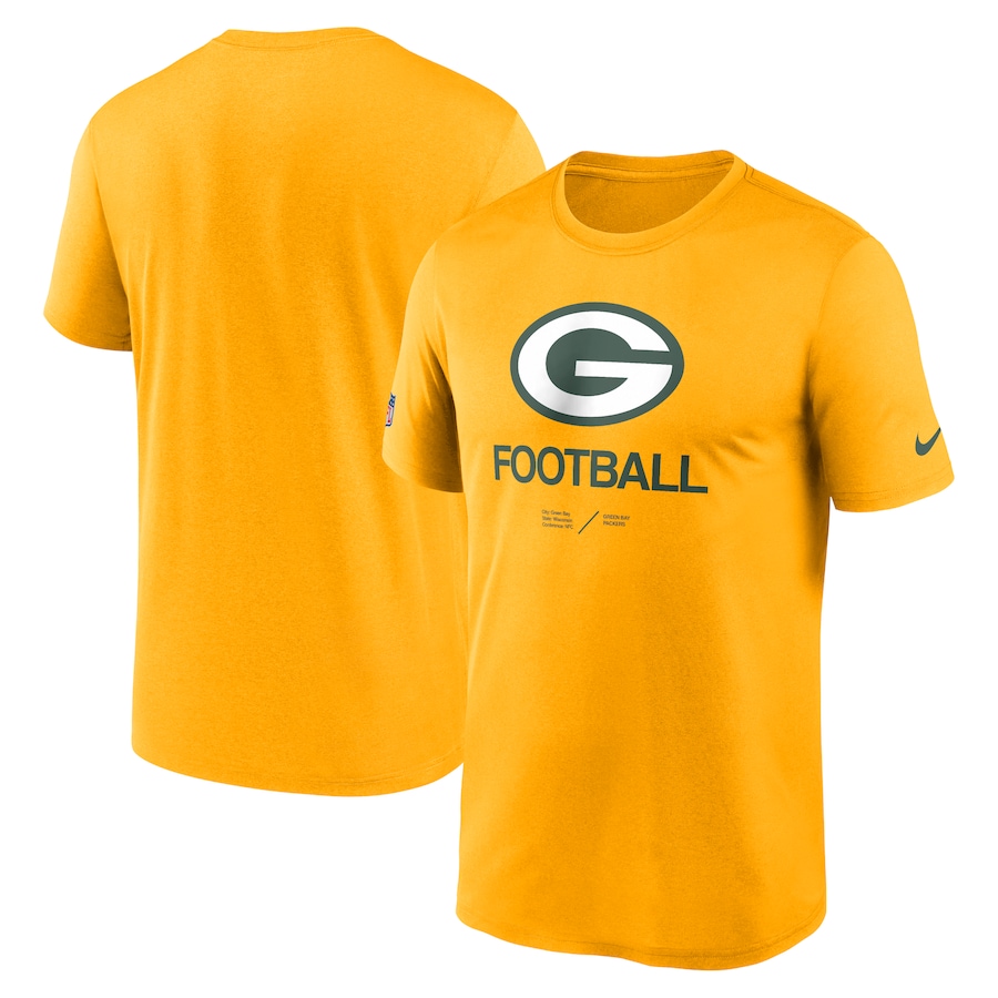 Green Bay Packers Football Gold Sideline Infograph Performance T-Shirt - Man Green Bay Packers Football Gold Sideline Infograph Performance T-Shirt - Man