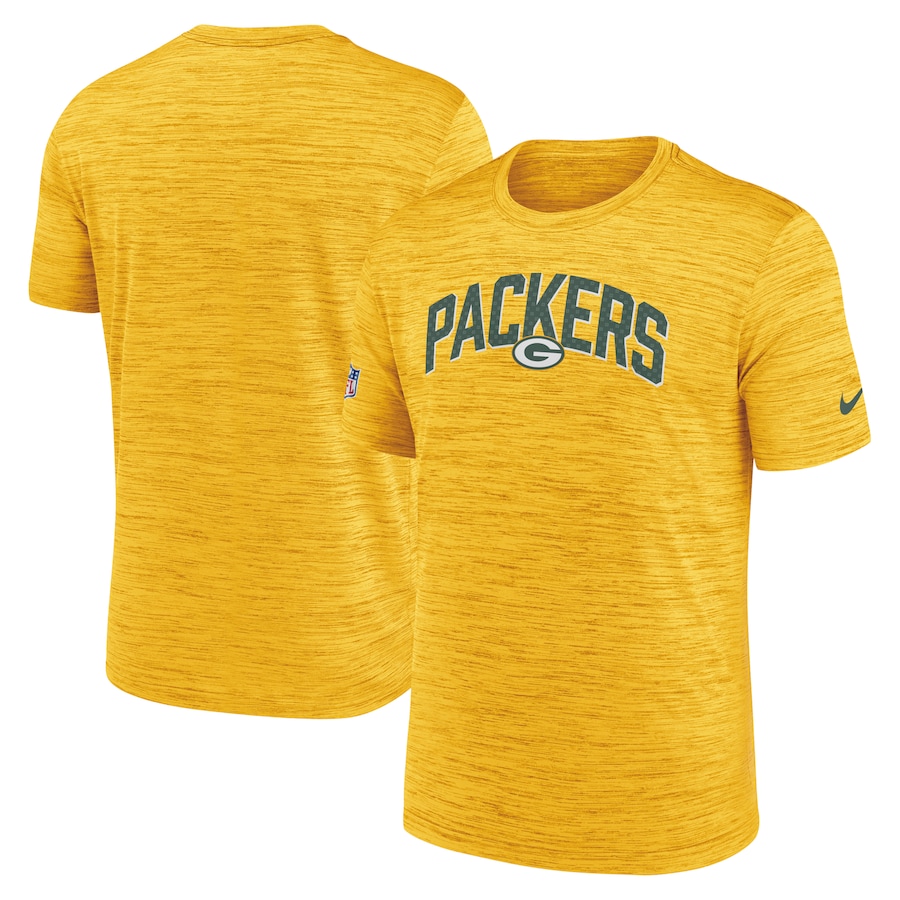 Green Bay Packers Football Gold Sideline Velocity Athletic Stack Performance T-Shirt - Man Green Bay Packers Football Gold Sideline Velocity Athletic Stack Performance T-Shirt - Man