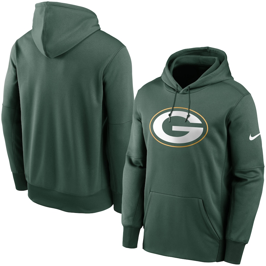 Green Bay Packers Football Green Fan Gear Primary Logo Therma Performance Pullover Hoodie - Man