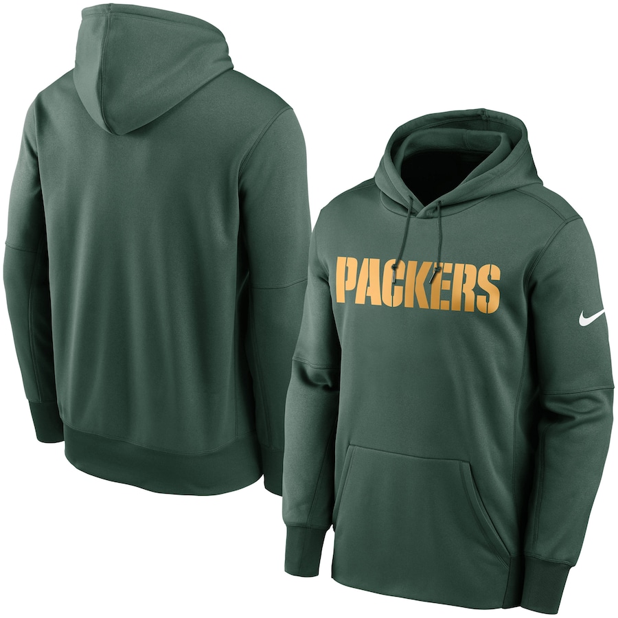Green Bay Packers Football Green Fan Gear Wordmark Performance Pullover Hoodie - Man