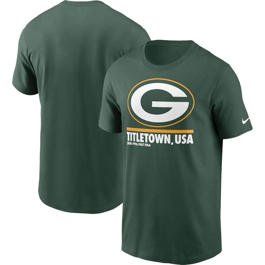 Green Bay Packers Football Green Hometown Collection Title Town T-Shirt - Man Green Bay Packers Football Green Hometown Collection Title Town T-Shirt - Man