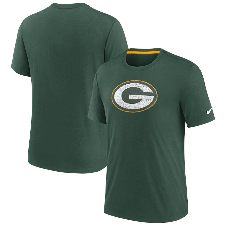 Green Bay Packers Football Green Rewind Playback Logo Tri-Blend T-Shirt - Man Green Bay Packers Football Green Rewind Playback Logo Tri-Blend T-Shirt - Man