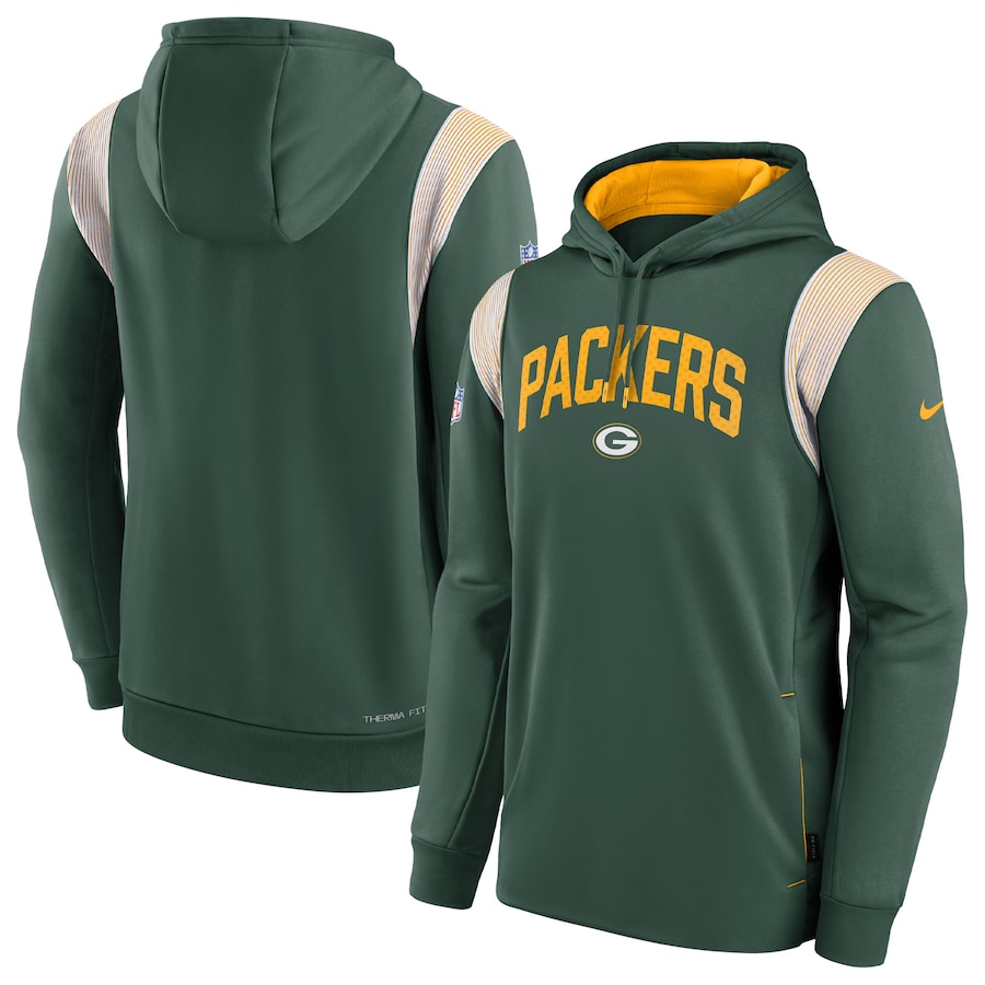 Green Bay Packers Football Green Sideline Athletic Stack Performance Pullover Hoodie - Man Green Bay Packers Football Green Sideline Athletic Stack Performance Pullover Hoodie - Man