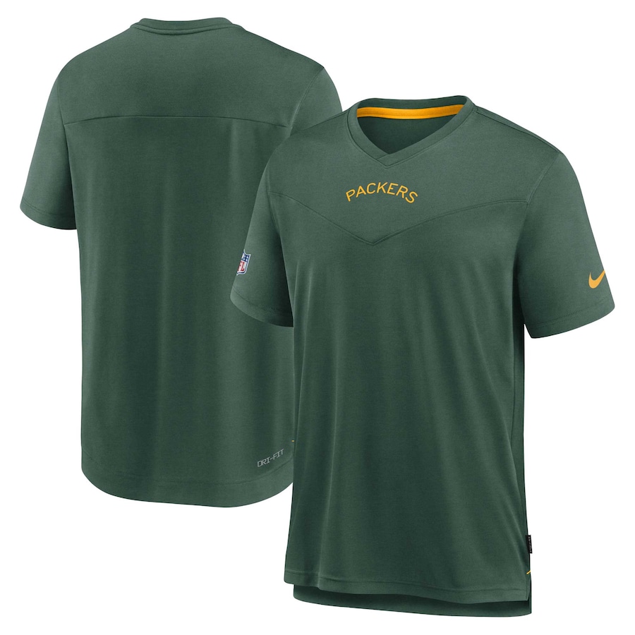 Green Bay Packers Football Green Sideline Coaches Vintage Chevron Performance V-Neck T-Shirt - Man Green Bay Packers Football Green Sideline Coaches Vintage Chevron Performance V-Neck T-Shirt - Man
