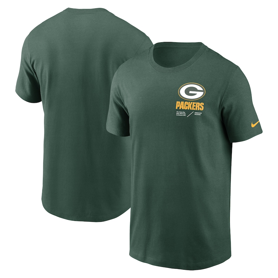 Green Bay Packers Football Green Sideline Infograph Lockup Performance T-Shirt - Man Green Bay Packers Football Green Sideline Infograph Lockup Performance T-Shirt - Man