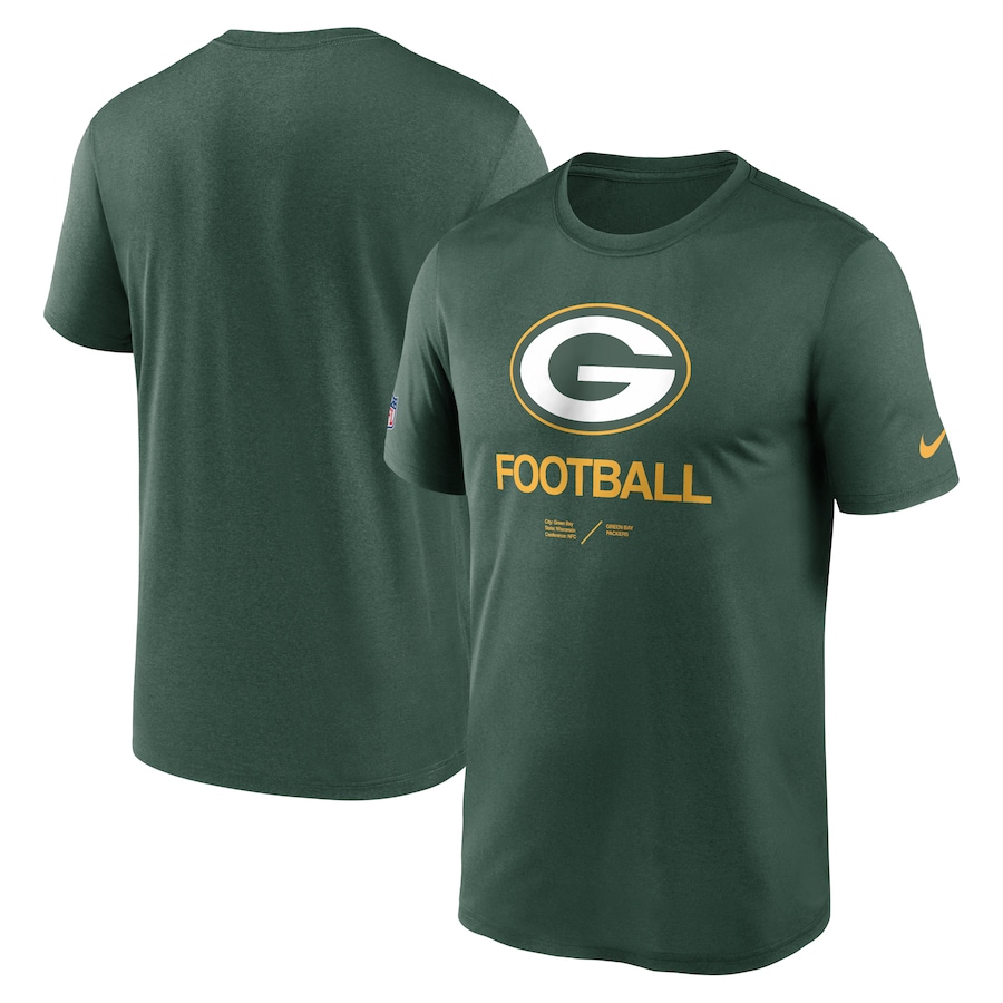 Green Bay Packers Football Green Sideline Infograph Performance T-Shirt - Man Green Bay Packers Football Green Sideline Infograph Performance T-Shirt - Man