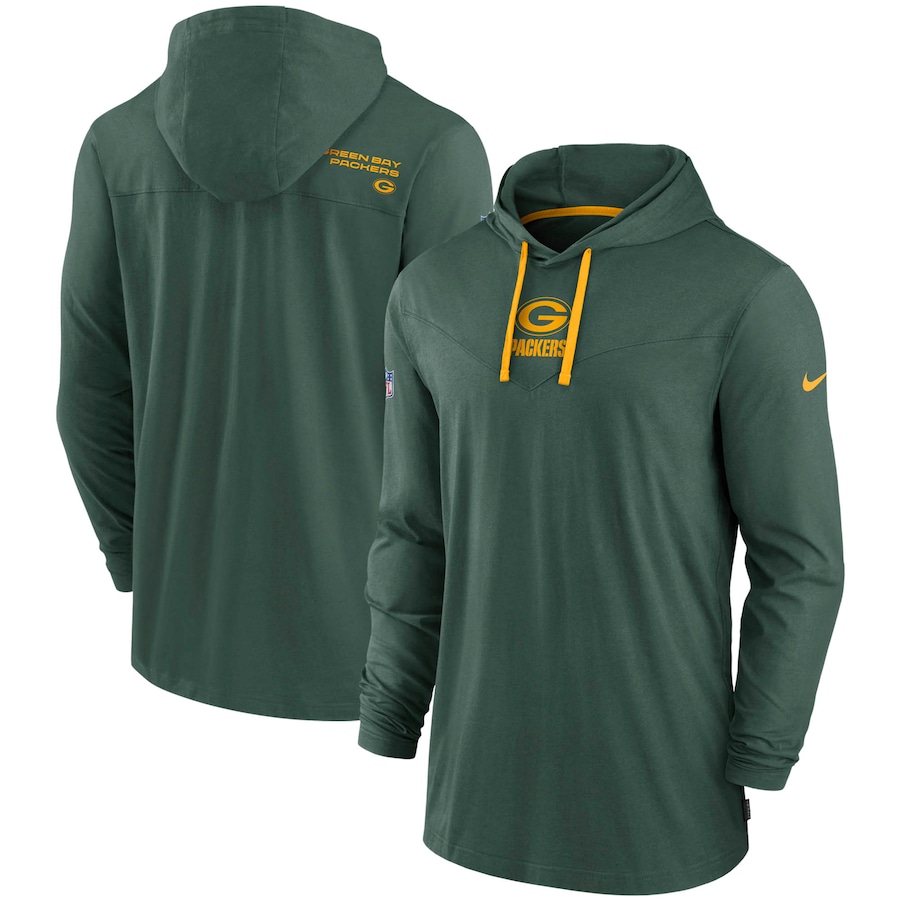 Green Bay Packers Football Green Sideline Performance Hoodie Tri-Blend Long Sleeve T-Shirt - Man Green Bay Packers Football Green Sideline Performance Hoodie Tri-Blend Long Sleeve T-Shirt - Man