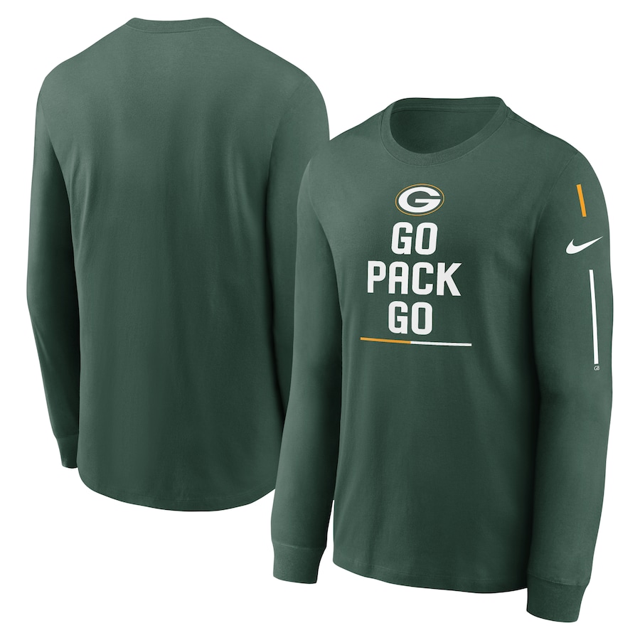 Green Bay Packers Football Green Team Slogan Long Sleeve T-Shirt - Man Green Bay Packers Football Green Team Slogan Long Sleeve T-Shirt - Man