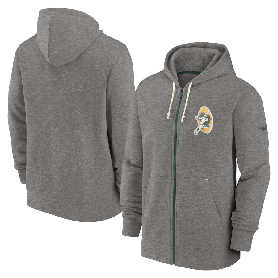 Green Bay Packers Football Heather Charcoal Historic Lifestyle Full-Zip Hoodie - Man Green Bay Packers Football Heather Charcoal Historic Lifestyle Full-Zip Hoodie - Man