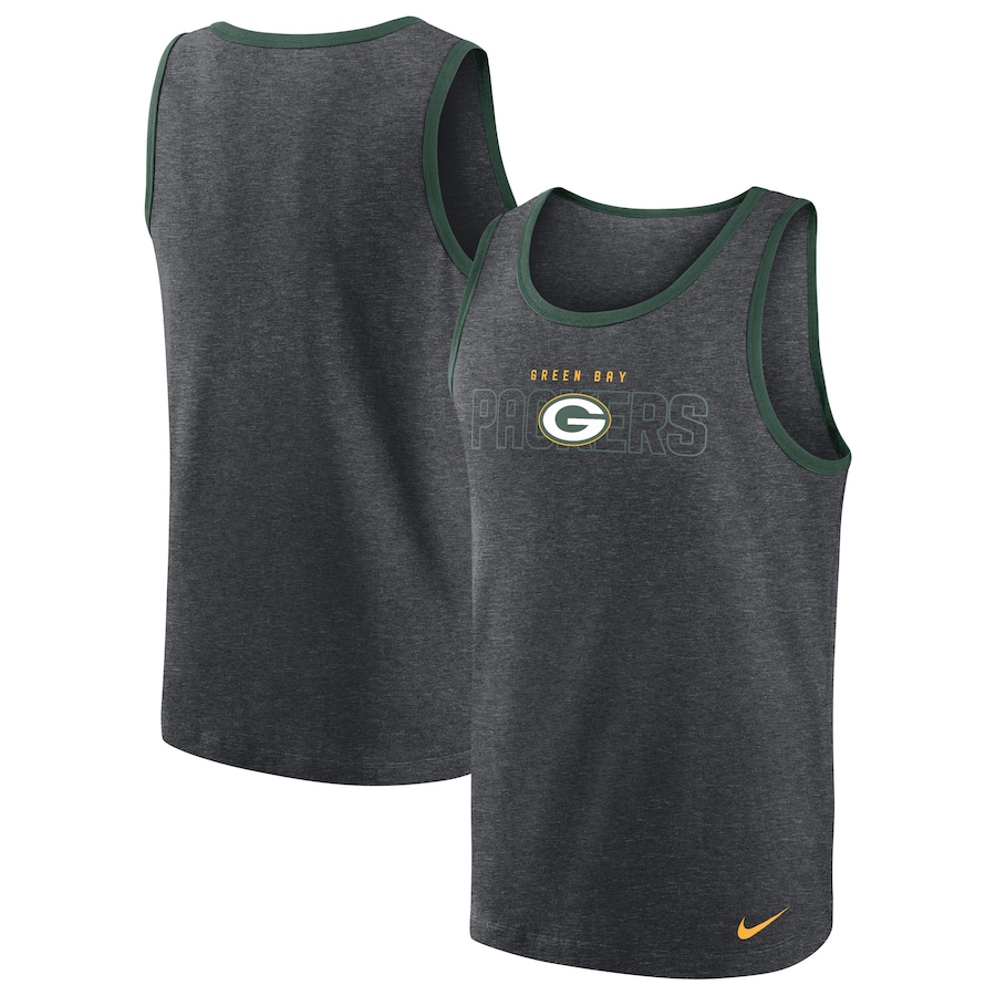 Green Bay Packers Football Heathered Charcoal Tri-Blend Tank Top - Man Green Bay Packers Football Heathered Charcoal Tri-Blend Tank Top - Man