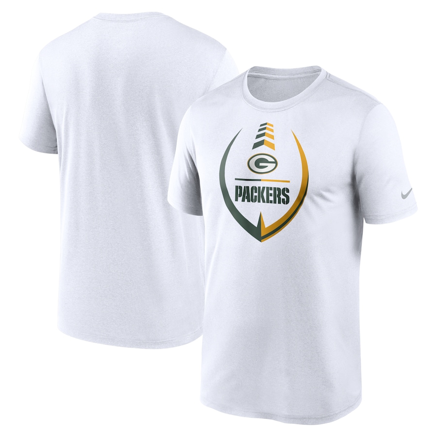 Green Bay Packers Football White Icon Legend Performance T-Shirt - Man