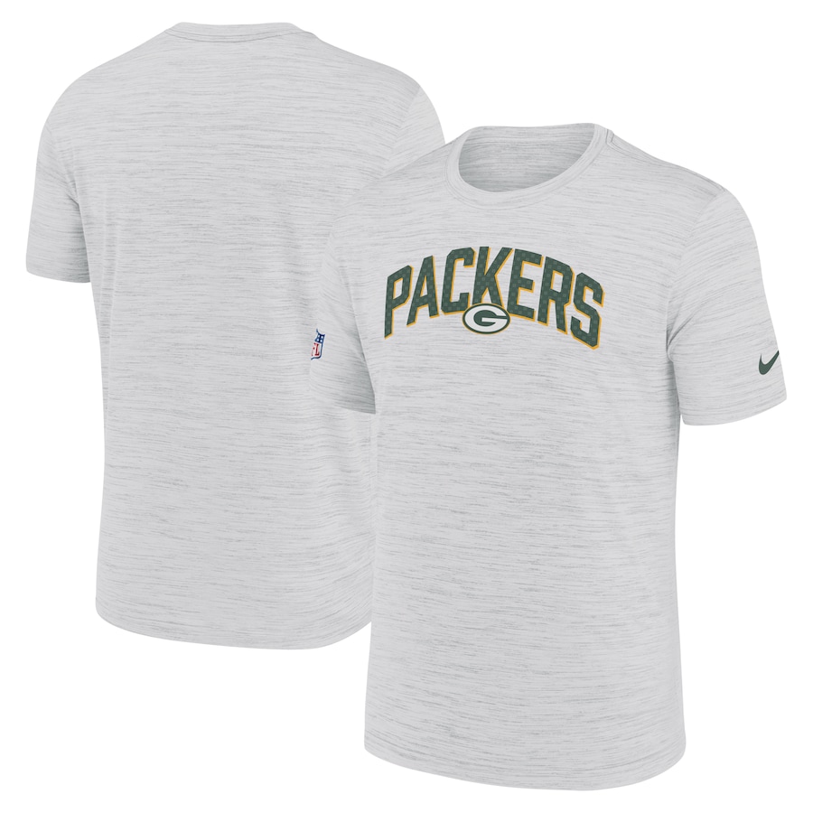 Green Bay Packers Football White Sideline Velocity Athletic Stack Performance T-Shirt - Man Green Bay Packers Football White Sideline Velocity Athletic Stack Performance T-Shirt - Man