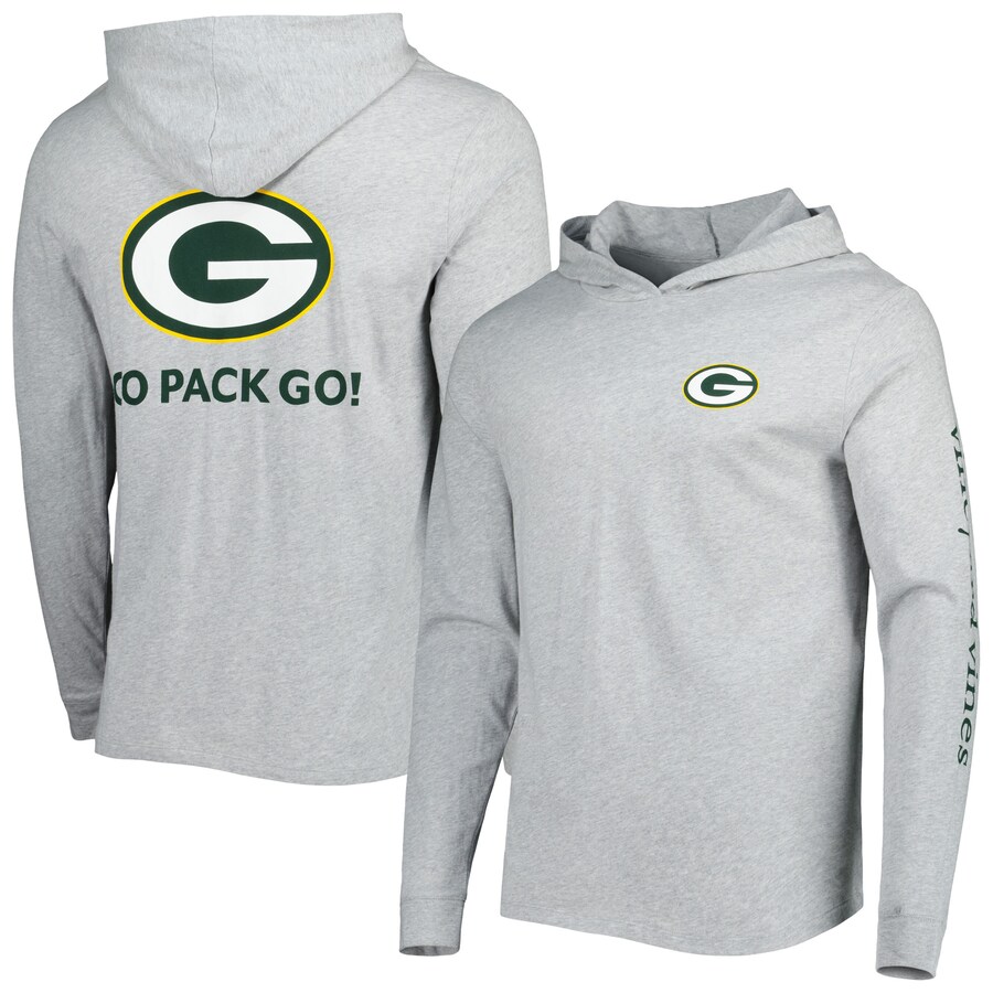 Green Bay Packers Vineyard Vines Heathered Gray Local Long Sleeve Hoodie T-Shirt - Man Green Bay Packers Vineyard Vines Heathered Gray Local Long Sleeve Hoodie T-Shirt - Man