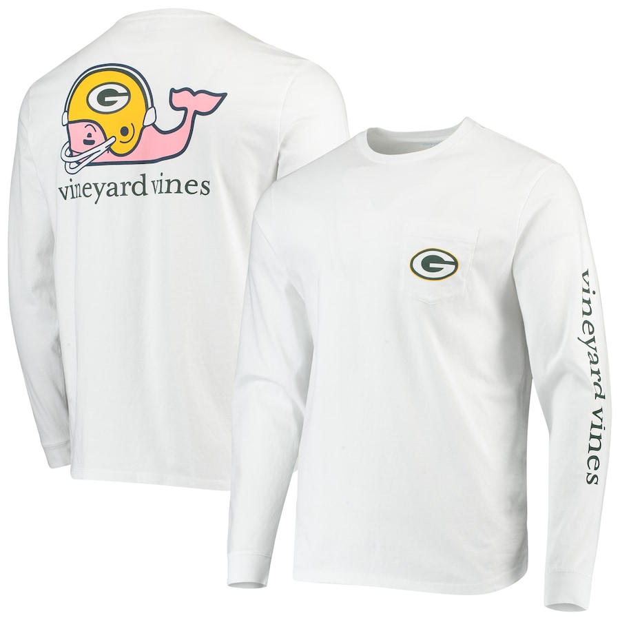 Green Bay Packers Vineyard Vines White Whale Helmet Long Sleeve T-Shirt - Man