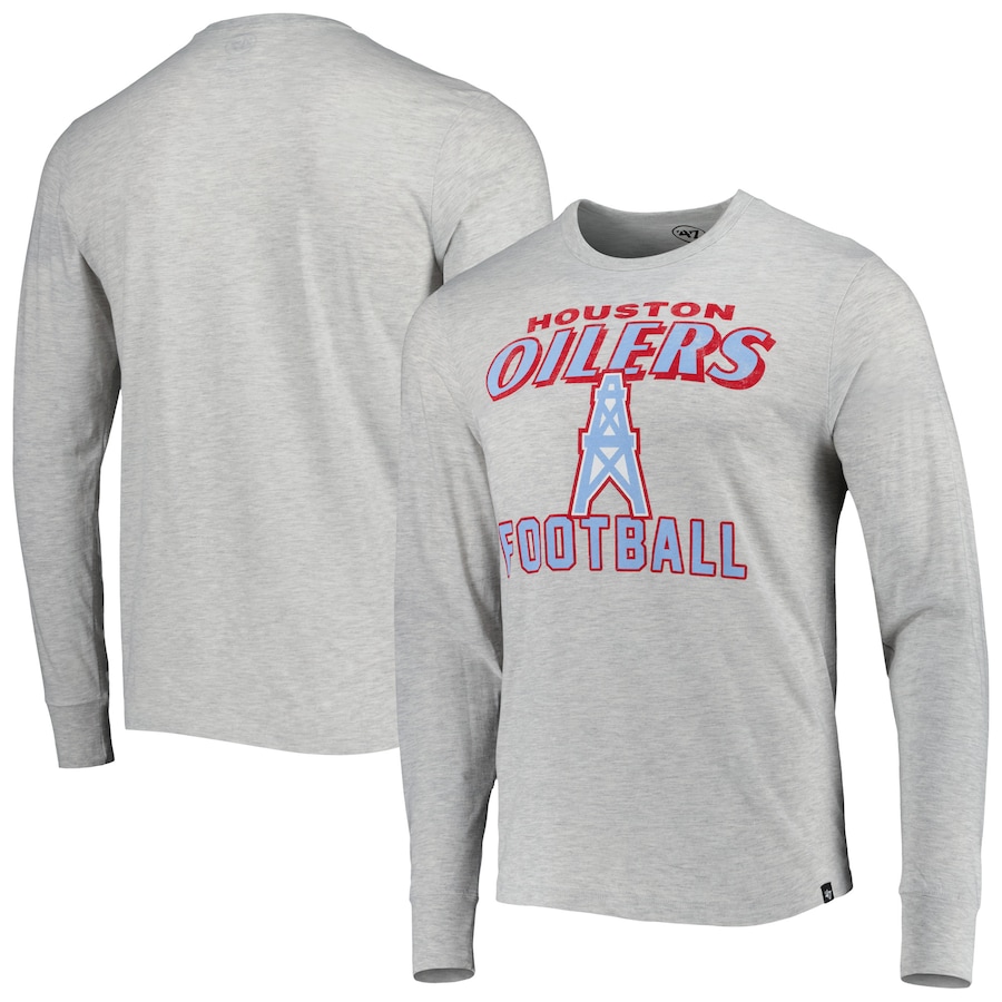 Houston Oilers '47 Heathered Gray Gridiron Classics Dozer Franklin Long Sleeve T-Shirt - Man