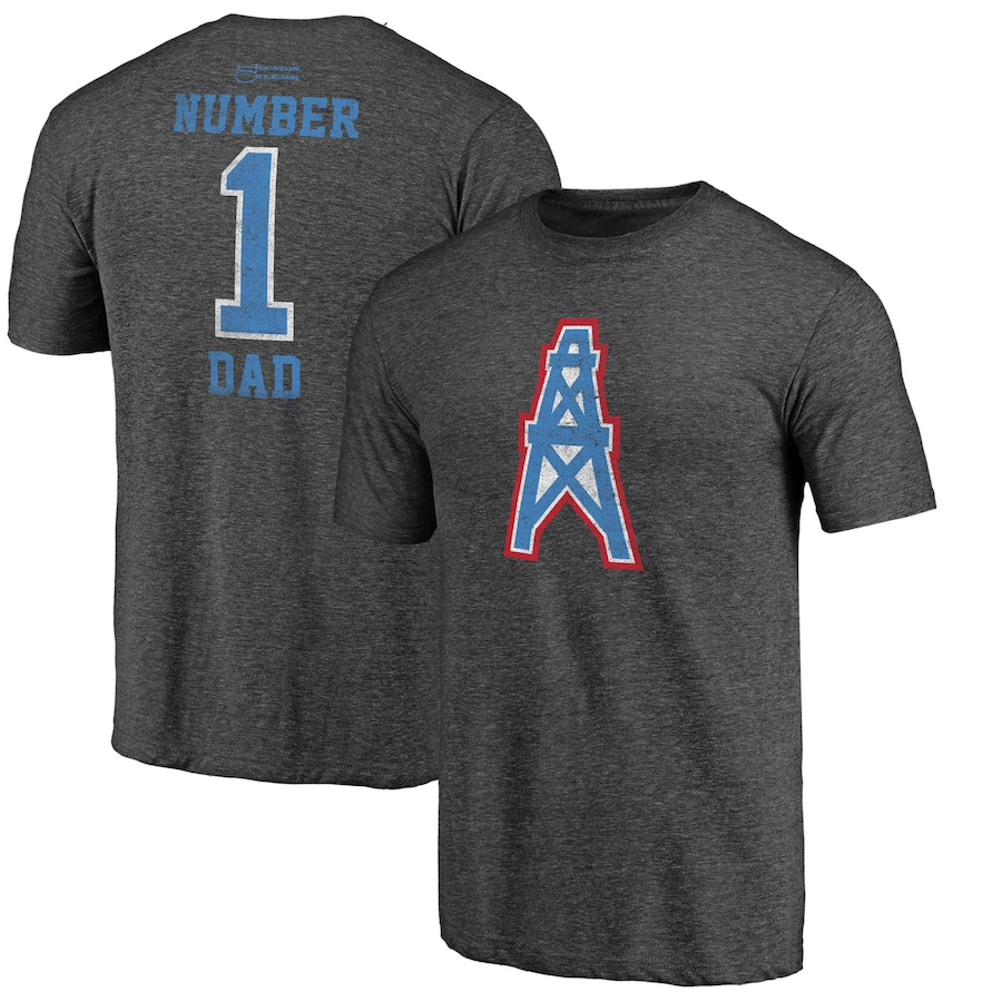 Houston Oilers Heathered Charcoal Greatest Dad Retro Tri-Blend T-Shirt - Man