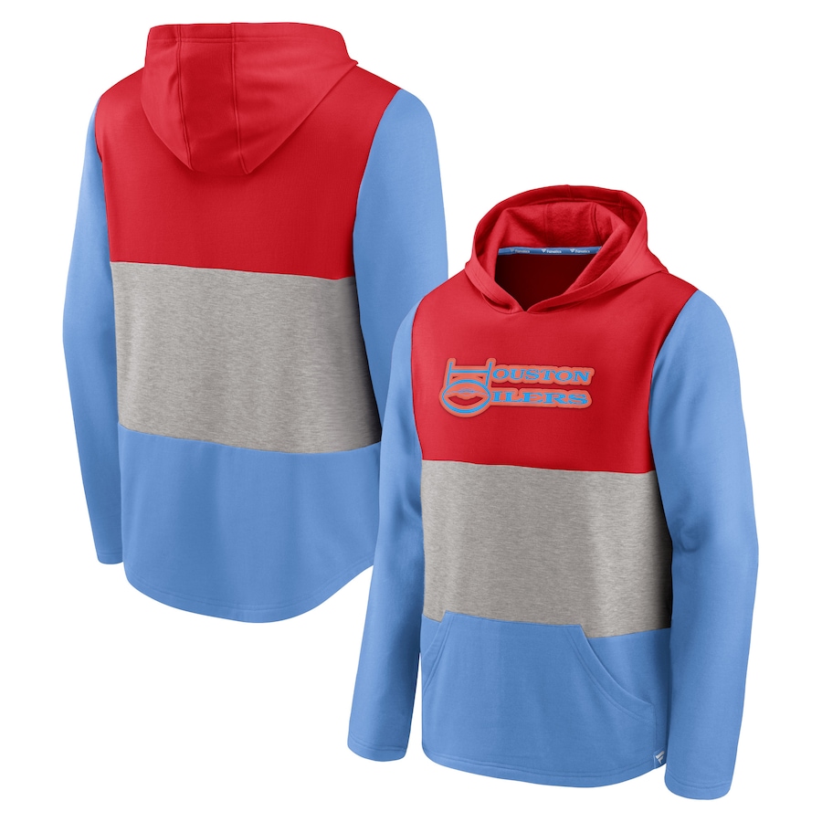 Houston Oilers Red/Light Blue Linear Throwback Logo Pullover Hoodie - Man Houston Oilers Red/Light Blue Linear Throwback Logo Pullover Hoodie - Man