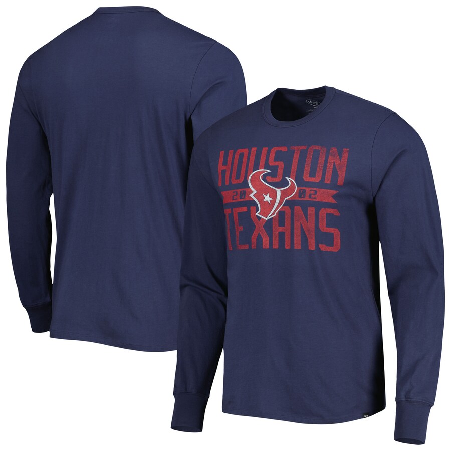 Houston Texans '47 Navy Brand Wide Out Franklin Long Sleeve T-Shirt - Man