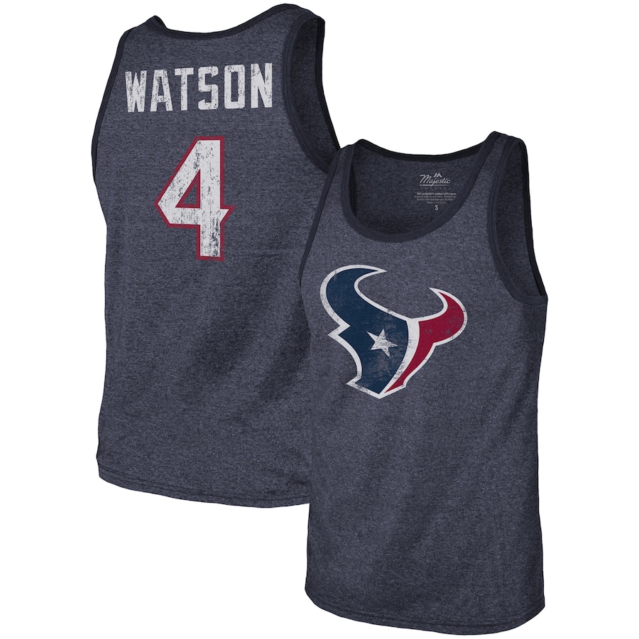 Houston Texans Deshaun Watson Navy Name & Number Tri-Blend Tank Top - Man Houston Texans Deshaun Watson Navy Name & Number Tri-Blend Tank Top - Man