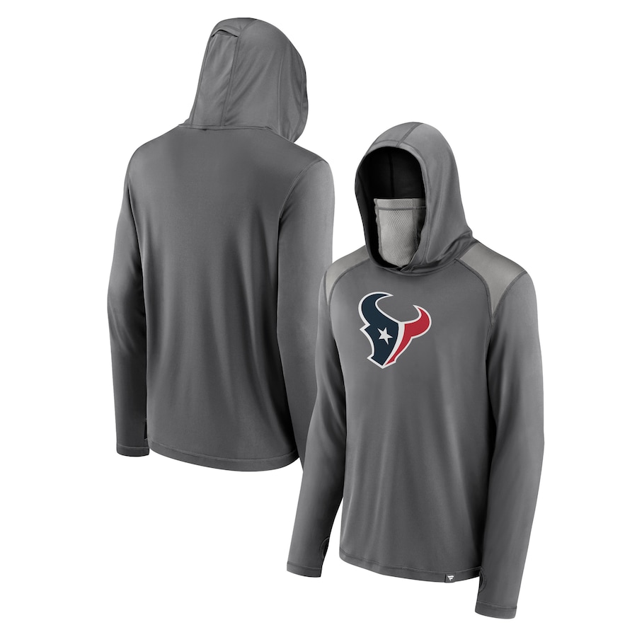 Houston Texans Gray Rally On Transitional Pullover Hoodie with Face Covering - Man