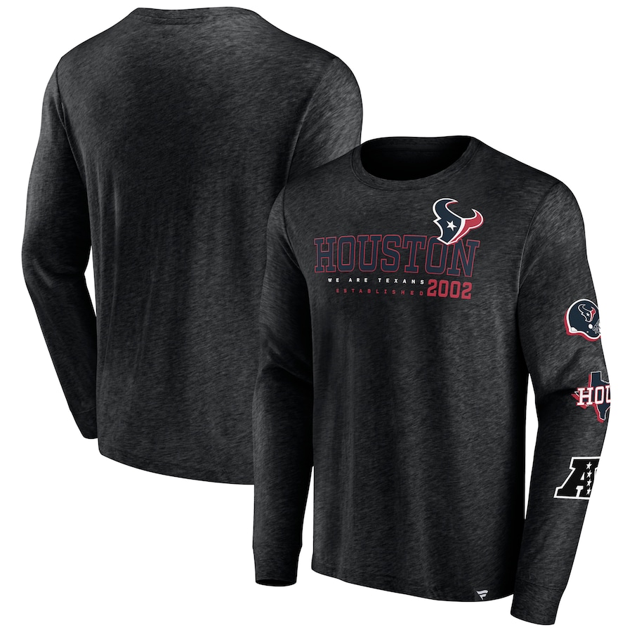 Houston Texans Heather Black High Whip Pitcher Long Sleeve T-Shirt - Man