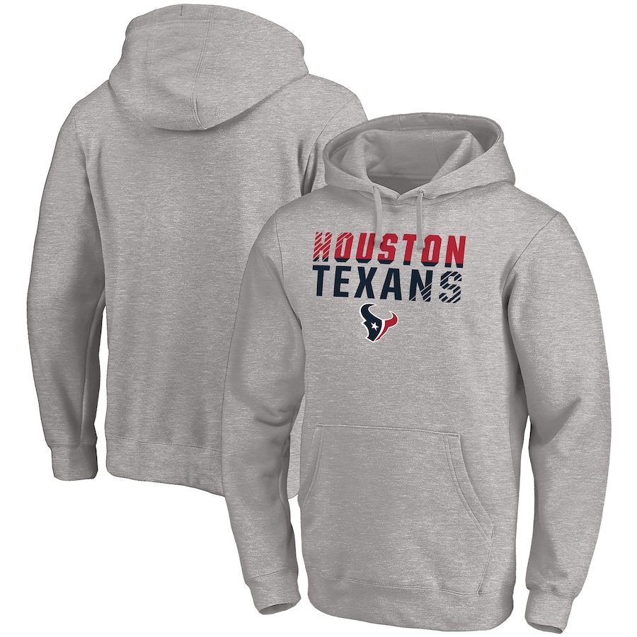 Houston Texans Heather Gray Fade Out Fitted Pullover Hoodie - Man Houston Texans Heather Gray Fade Out Fitted Pullover Hoodie - Man