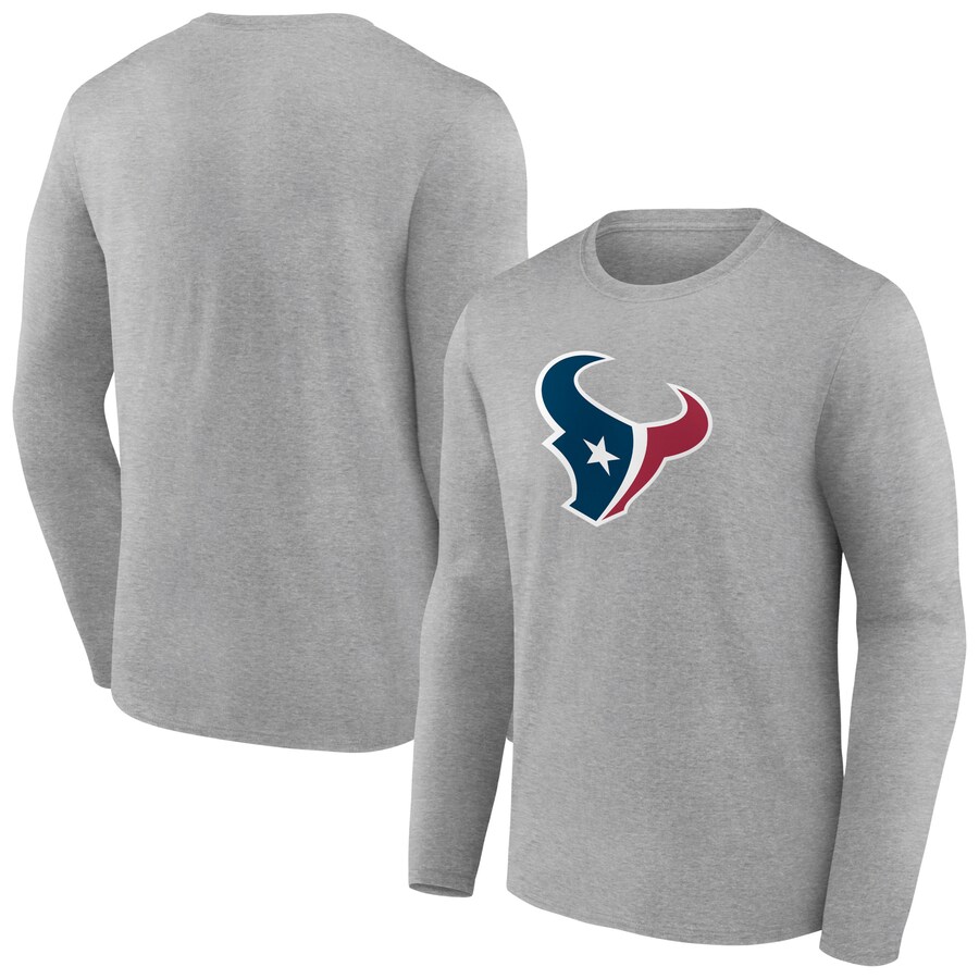 Houston Texans Heather Gray Primary Team Logo Long Sleeve T-Shirt - Man Houston Texans Heather Gray Primary Team Logo Long Sleeve T-Shirt - Man