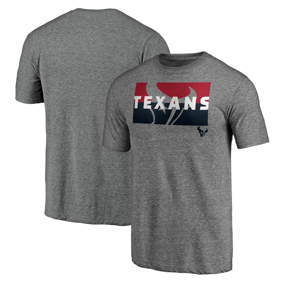 Houston Texans Heathered Gray Block Party Square Off Tri-Blend T-Shirt - Man Houston Texans Heathered Gray Block Party Square Off Tri-Blend T-Shirt - Man