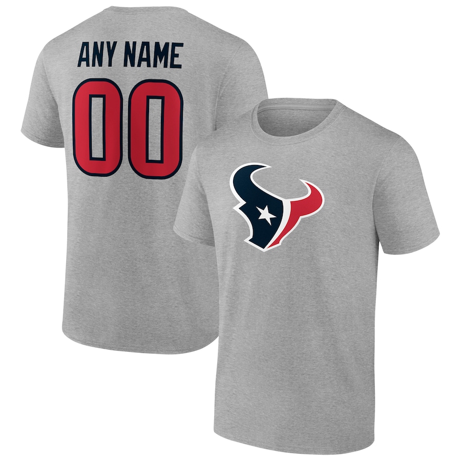 Houston Texans Heathered Gray Team Authentic Custom T-Shirt - Man