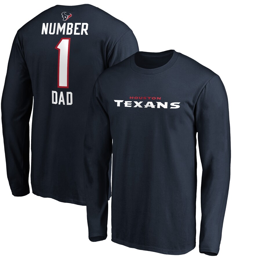 Houston Texans Navy #1 Dad Long Sleeve Team Logo T-Shirt - Man Houston Texans Navy #1 Dad Long Sleeve Team Logo T-Shirt - Man