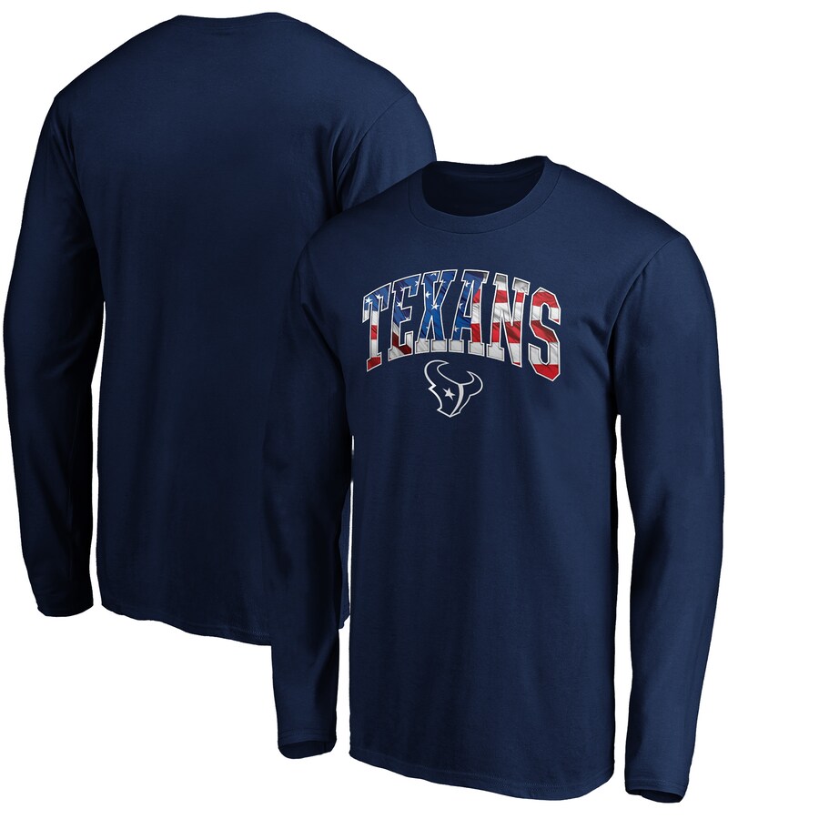 Houston Texans Navy Banner Wave Long Sleeve T-Shirt - Man Houston Texans Navy Banner Wave Long Sleeve T-Shirt - Man