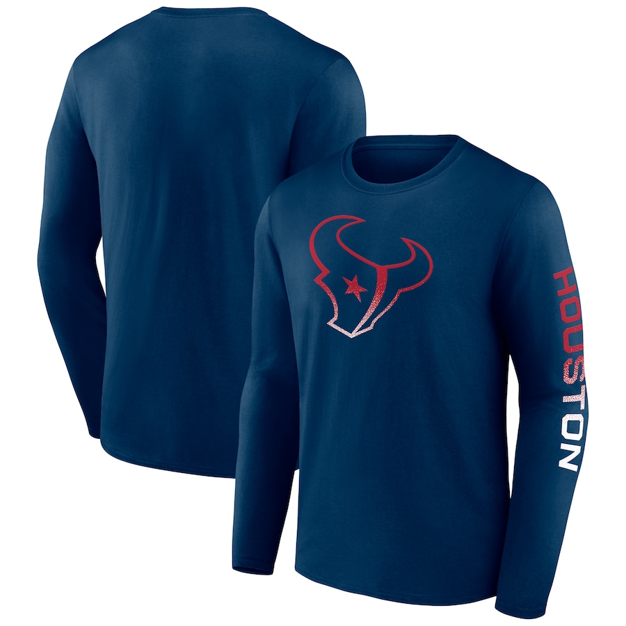 Houston Texans Navy Clear Sign Long Sleeve T-Shirt - Man Houston Texans Navy Clear Sign Long Sleeve T-Shirt - Man