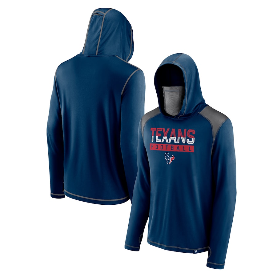 Houston Texans Navy First Sprint Transitional Pullover Hoodie with Face Covering - Man