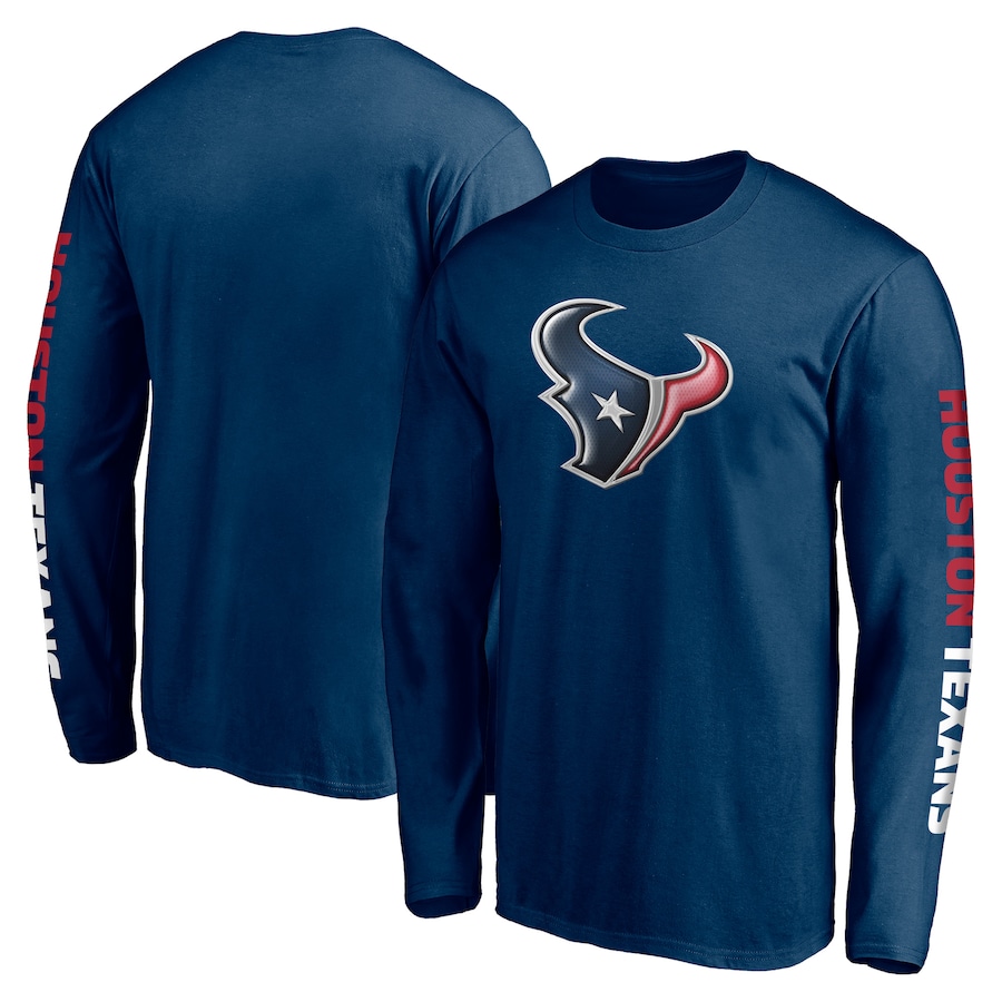 Houston Texans Navy Front Runner Long Sleeve T-Shirt - Man Houston Texans Navy Front Runner Long Sleeve T-Shirt - Man