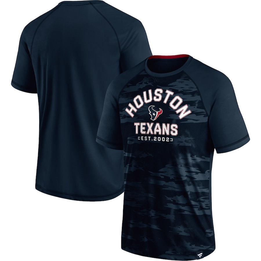 Houston Texans Navy Hail Mary Raglan T-Shirt - Man