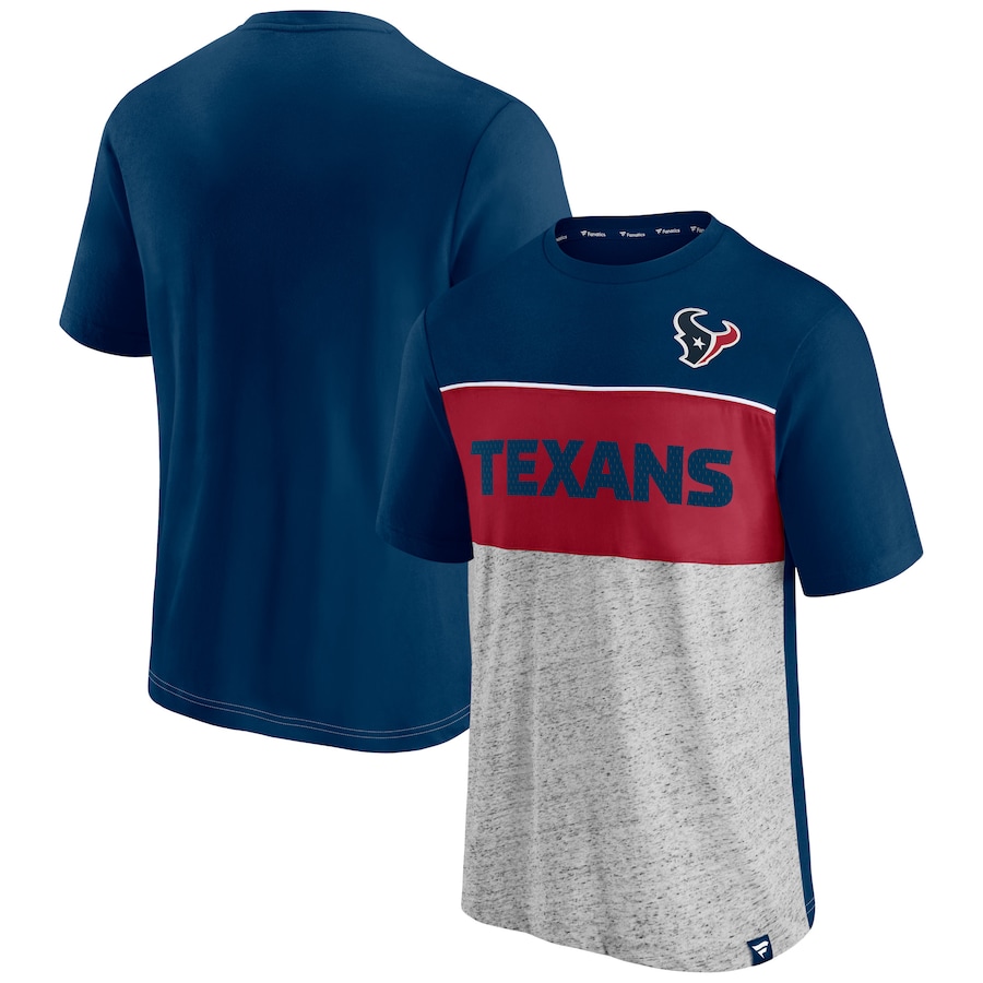 Houston Texans Navy/Heathered Gray Colorblock T-Shirt - Man