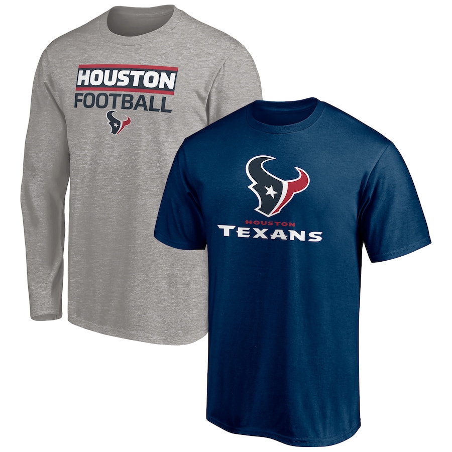 Houston Texans Navy/Heathered Gray T-Shirt Combo Set - Man Houston Texans Navy/Heathered Gray T-Shirt Combo Set - Man