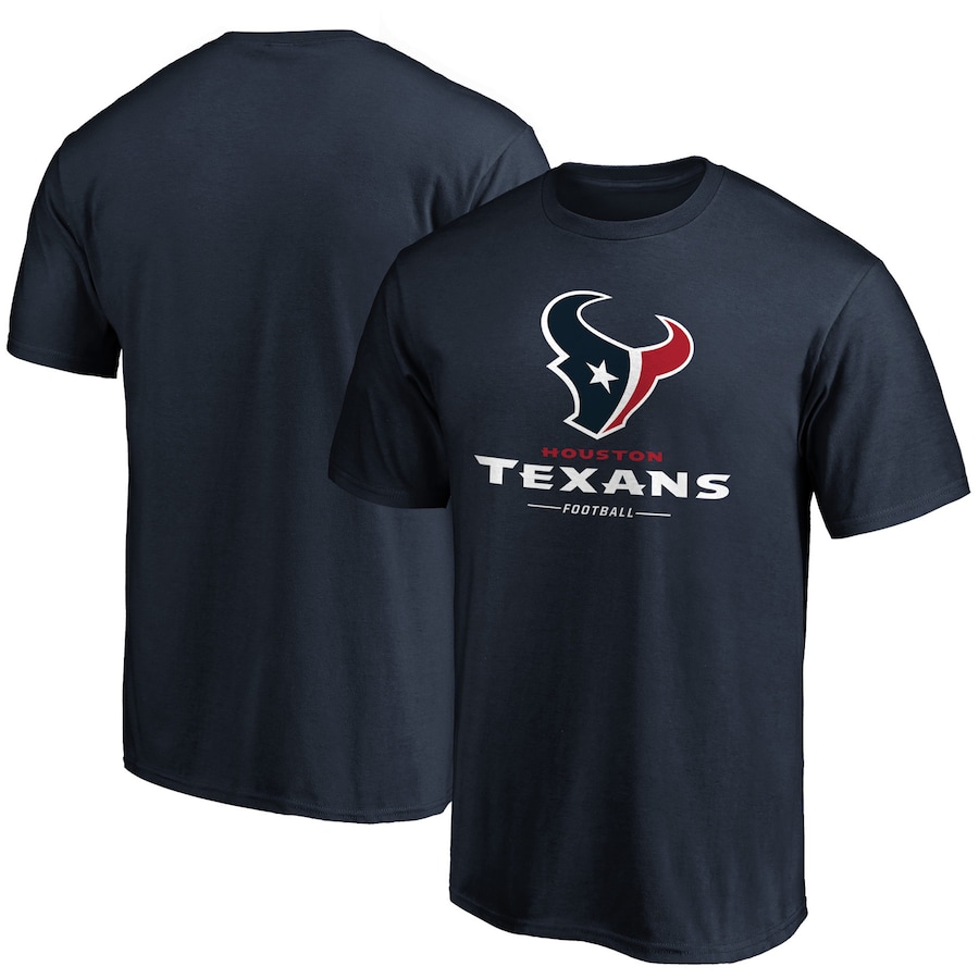 Houston Texans Navy Team Lockup Logo T-Shirt - Man Houston Texans Navy Team Lockup Logo T-Shirt - Man