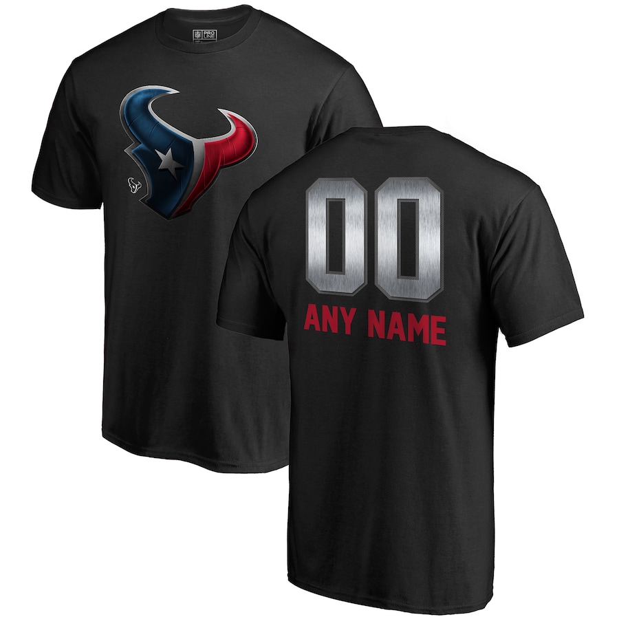 Houston Texans NFL Pro Line by Black Personalized Midnight Mascot T-Shirt - Man