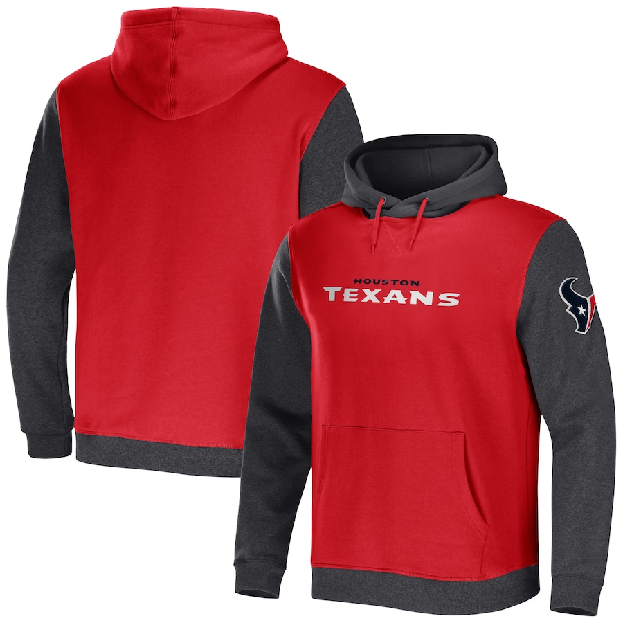 Houston Texans NFL x Darius Rucker Collection by USASportsStoreRed/Charcoal Colorblock Pullover Hoodie - Man