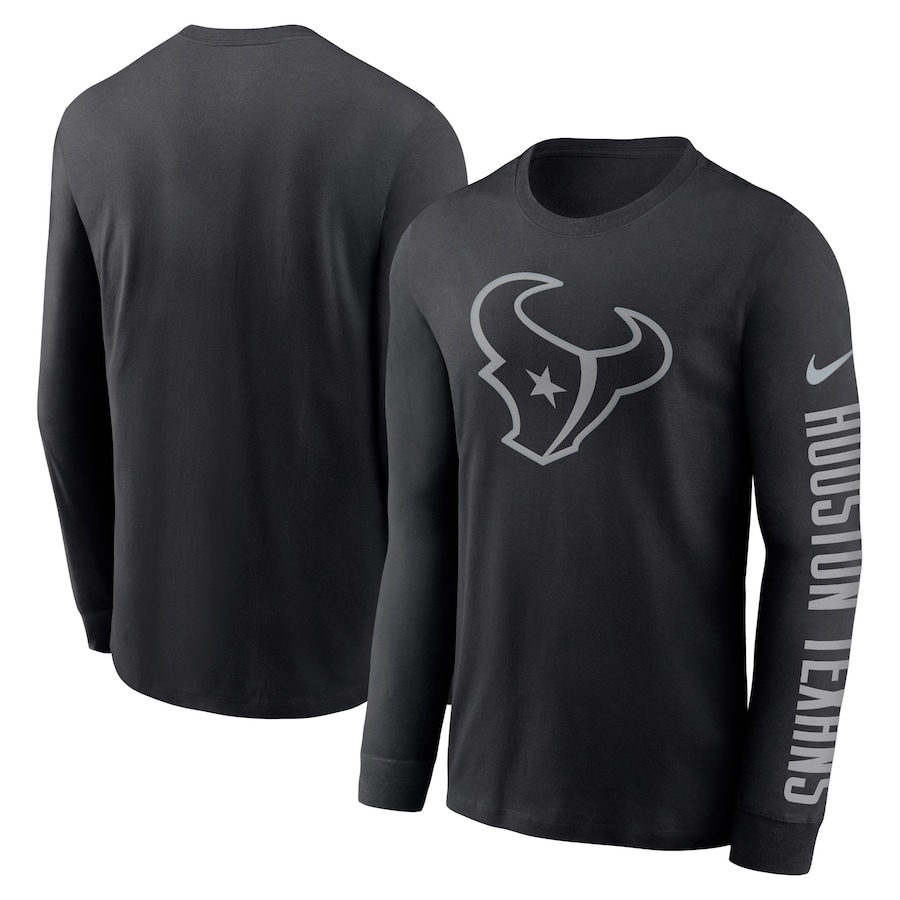 Houston Texans Football Black RFLCTV Name and Logo T-Shirt - Man