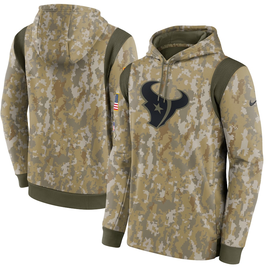 Houston Texans Football Camo 2021 Salute To Service Therma Performance Pullover Hoodie - Man Houston Texans Football Camo 2021 Salute To Service Therma Performance Pullover Hoodie - Man