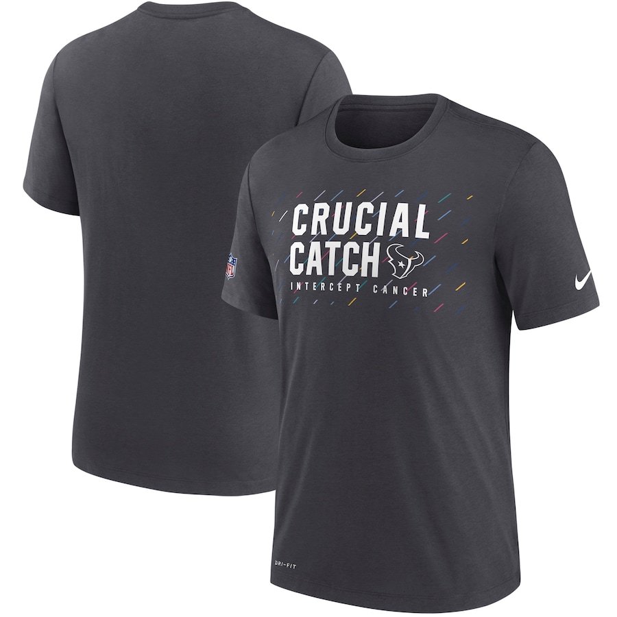 Houston Texans Football Charcoal 2021 NFL Crucial Catch Performance T-Shirt - Man