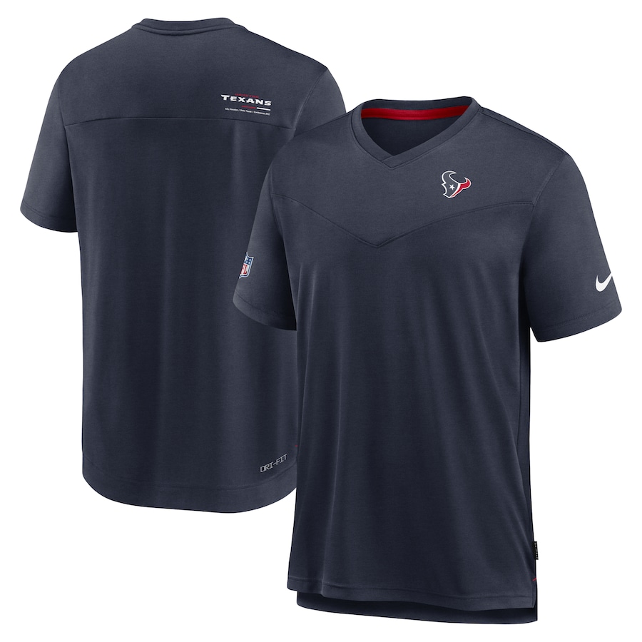 Houston Texans Football Heather Maroon Sideline Coach Chevron Lock Up Logo V-Neck Performance T-Shirt - Man Houston Texans Football Heather Maroon Sideline Coach Chevron Lock Up Logo V-Neck Performance T-Shirt - Man