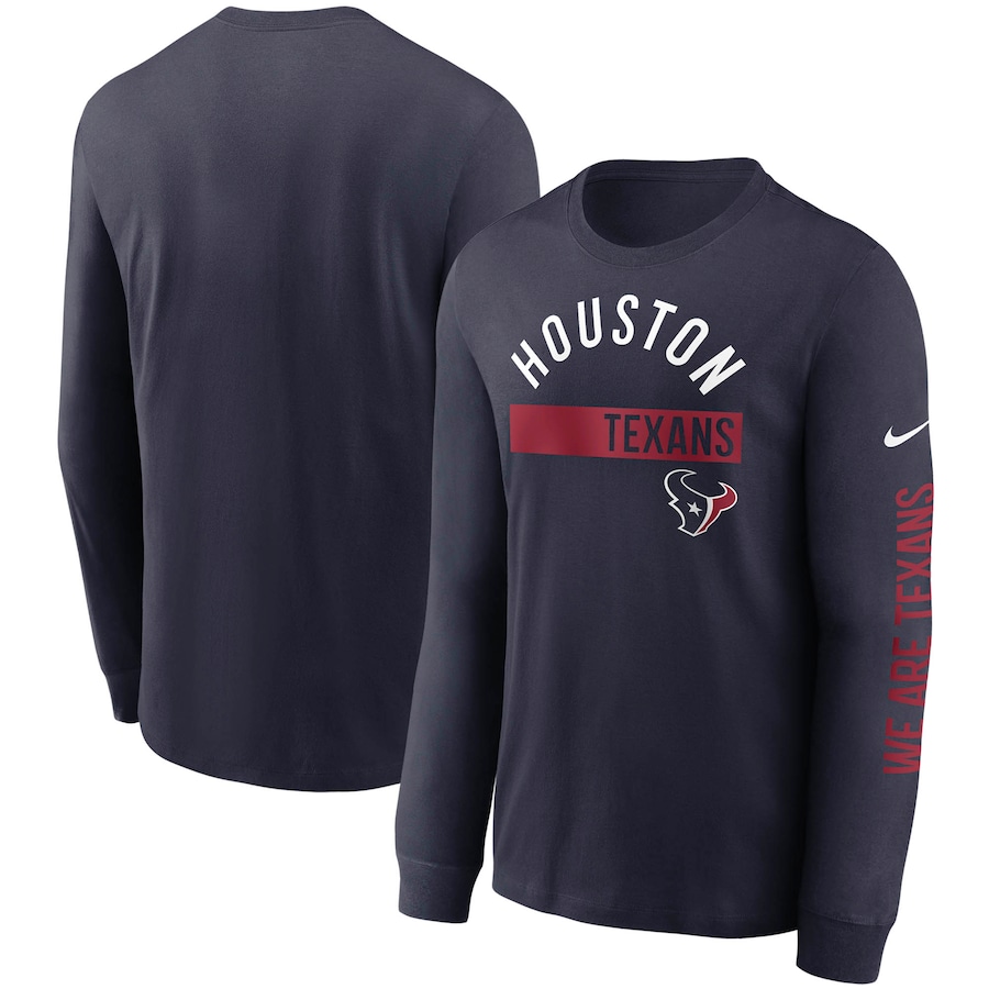 Houston Texans Football Navy Fan Gear Color Bar Long Sleeve T-Shirt - Man