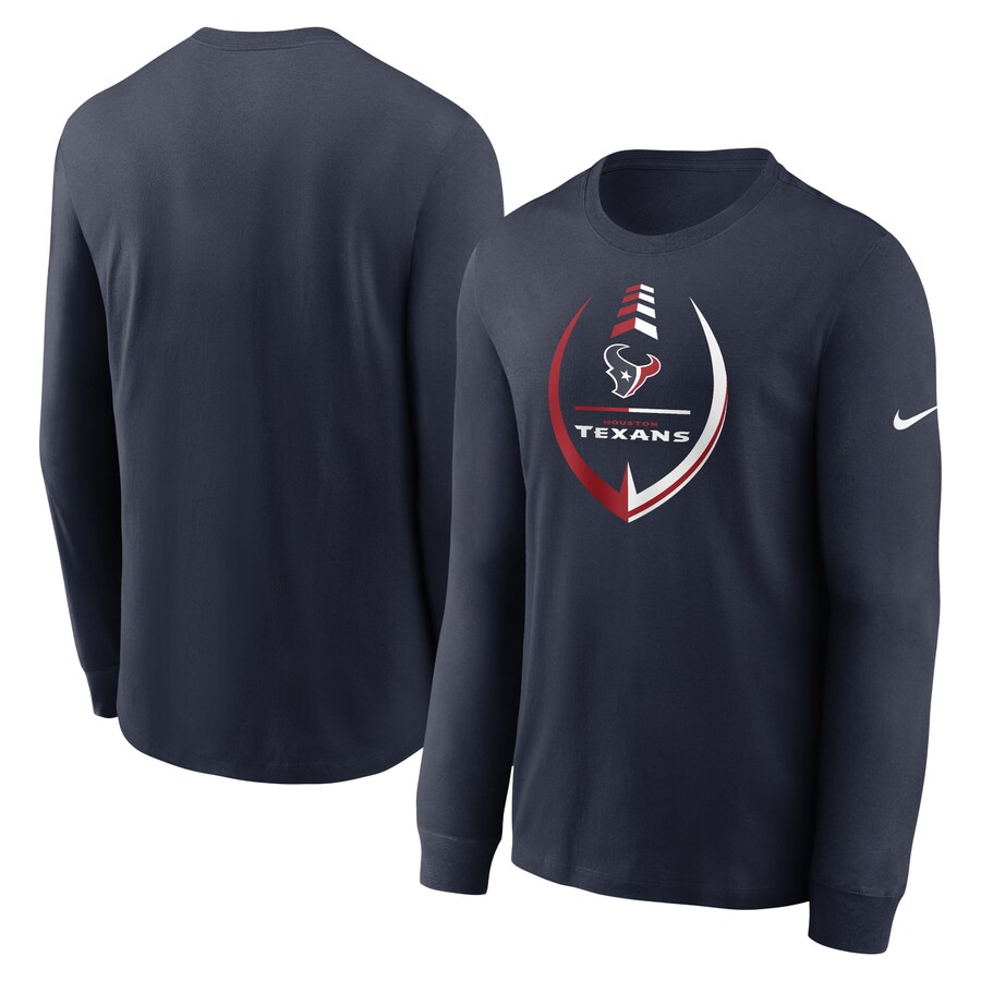 Houston Texans Football Navy Icon Legend Long Sleeve Performance T-Shirt - Man