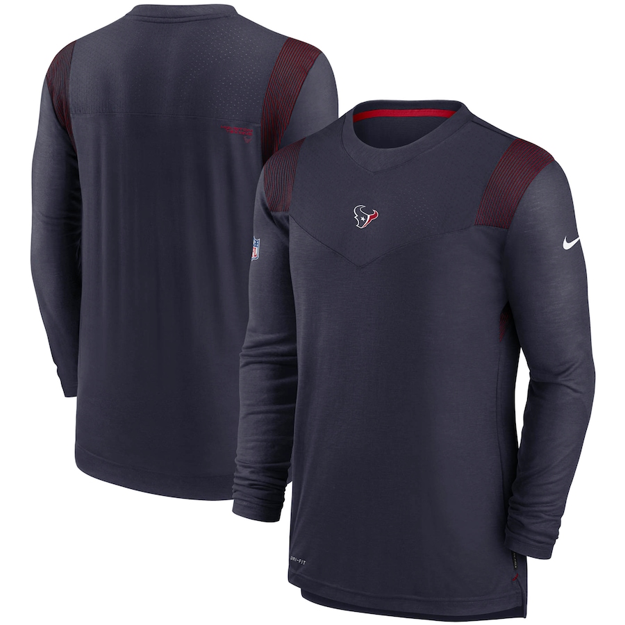 Houston Texans Football Navy Sideline Player UV Performance Long Sleeve T-Shirt - Man