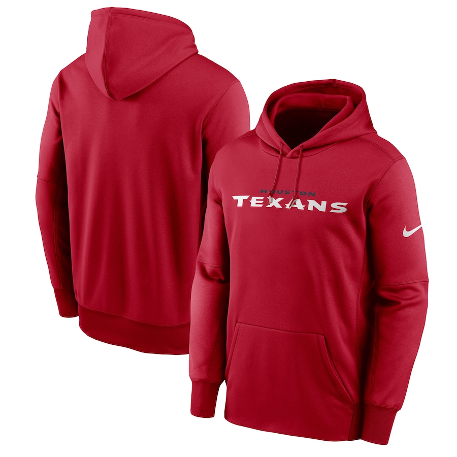 Houston Texans Football Red Wordmark Therma Performance Pullover Hoodie - Man Houston Texans Football Red Wordmark Therma Performance Pullover Hoodie - Man